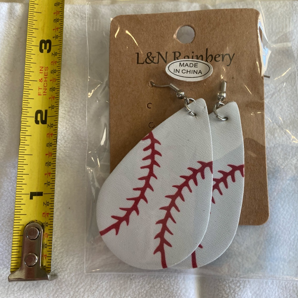 Baseball Earrings - White and Red